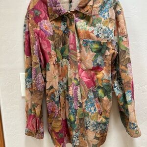 Casa Lopez Suede Jacket Womens Buenos Aires Floral Full Zip Western Size L